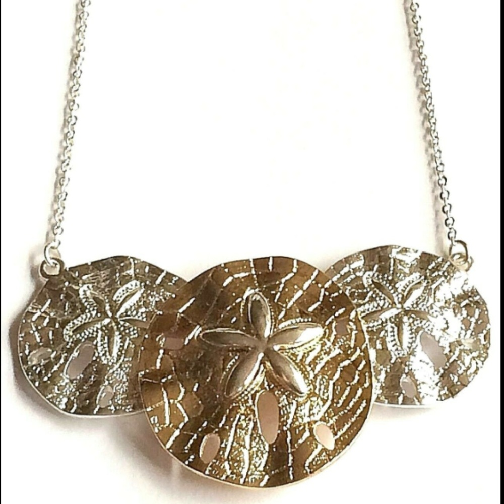 Silver Gold Sand Dollar Necklace 18" Sea Life